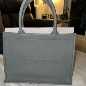 Dior Book Tote Gray Leather